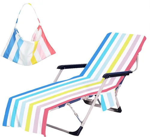 Vista 11 de Funda para silla de playa con bolsillos laterales, acogedora funda para silla de playa de secado rápido, para piscina, playa, jardín, hotel, tomar