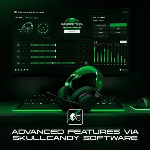 Vista 5 de Skullcandy SLYR Pro Auriculares multiplataforma con cable para juegos, percepción de sonido mejorada, micrófono AI, funciona con Xbox Playstation