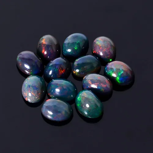 Vista 3 de AURA GEMS Ópalo Natural Negro Óvalo - Juego al por Mayor de Gemas de Ópalo Etíope - Cristales Sanadores - Juego a Granel de Gemas para Hacer Joyería