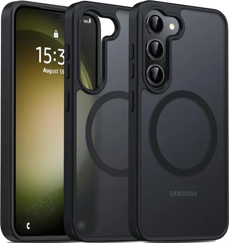 Vista 24 de Oterkin Funda magnética para Samsung Galaxy A17 mate, funda de teléfono A17 compatible con MagSafe esmerilada, translúcida, a prueba de golpes Negro