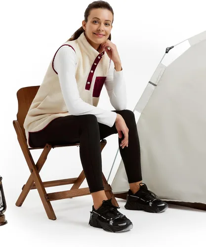 Vista 5 de JACK SMITH Vestido de forro polar sin mangas para mujer, vestido de invierno con botones y bolsillos