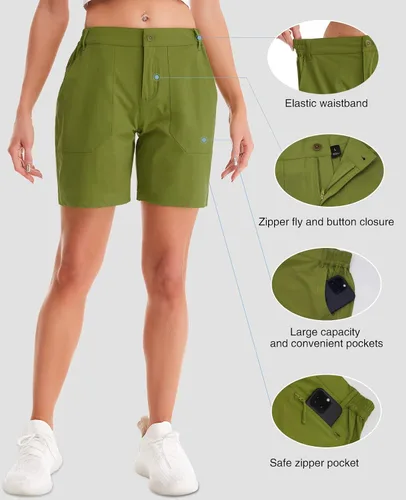 Vista 3 de MEETWEE Women's Hiking Cargo Shorts Quick Dry Travel Athletic Golf Short with Pockets Water Resistant