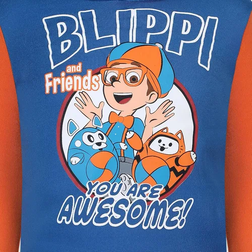 Vista 4 de Blippi Conjunto de sudadera y pantalones con capucha para niños pequeños - AzulNaranja
