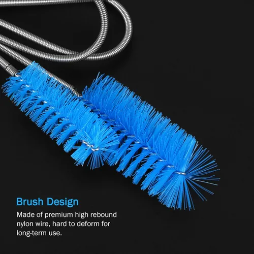 Vista 2 de UEETEK Cepillo de limpieza flexible inoxidable con doble extremo de tubo de filtro de tubo de manguera para acuario de pecera (azul cielo)