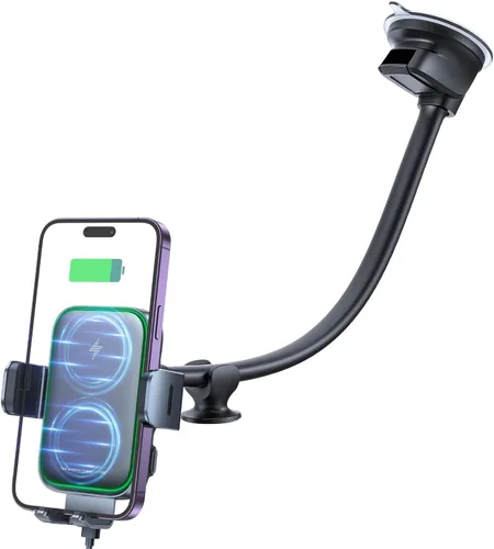 Vista 9 de APPS2Car Soporte de teléfono de automóvil de cuello de cisne de 14 pulgadas, soporte resistente para teléfono para camión, brazo largo flexible