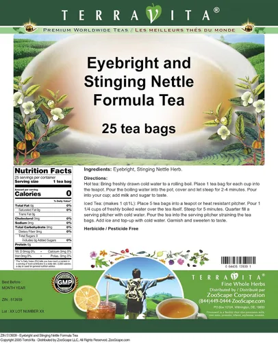 Vista 2 de Té de fórmula de ortiga Eyebright y punzante (25 bolsitas de té, ZIN: 513939)