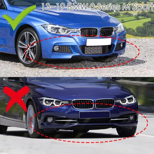 Vista 6 de 2 piezas de borde de parachoques delantero compatible con BMW Serie 3 2012-2018 F30/F35 (M-Tech/M-Sport solamente), alerón de parachoques delantero