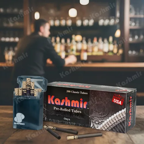 Vista 6 de Kashmir Tubos de cigarrillos con filtros, 200 unidades, tubos de papel vacíos de tamaño King Onyx de 3.307 in, tubos de filtro pendientes de patente