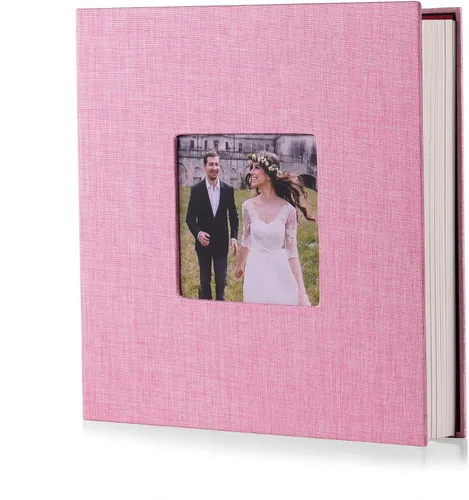 Vista 50 de HoneyTolly Álbum de fotos autoadhesivo para fotos de 4 x 6 imágenes, cubierta magnética de lino, 15 hojas/30 páginas en blanco para bodas Beige claro