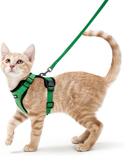 Vista 63 de rabbitgoo Cat Harness and Leash Set, Escape Proof Vest, XXS, Berry Pounce Soft Breathable Mesh, No-choke Adjustable Fit, Snap Buckles, Sturdy