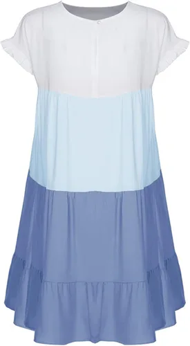 Vista 4 de FQZWONG Vestidos para mujer, casuales, holgados, acampanados, para fiesta, club, playa, talla grande, verano, sexy, hawaiano, para vacaciones