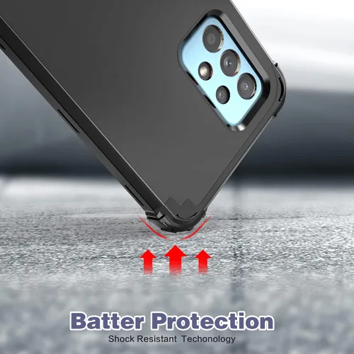 Vista 6 de IDweel Hybrid 3 en 1 Funda para Galaxy A52 5G con protector de pantalla de vidrio templado, a prueba de golpes, resistente, funda de policarbonato