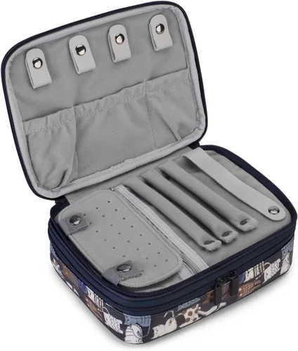Vista 4 de Teamoy Estuche organizador de joyas de viaje, soporte para bolsa de almacenamiento para collares, aretes, anillos, reloj y más, alta capacidad