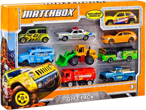 Vista 8 de Matchbox Juego de 8 autos o camiones de juguete fundidos a presión a escala 1:64, paquete múltiple temático de 8 vehículos, incluyendo 1 exclusivo