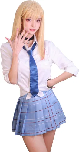 Vista 2 de Disfraz de cosplay de Marin Kitagawa, camisa de anime japonés, vestido de uniforme de niña