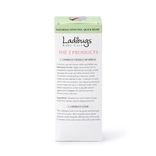 Vista 4 de Ladibugs Baby Care - Kit de remedio para cuna de 2 pasos, 3 onzas, incluye suero de cuna y peine de dientes finos, elimina eficazmente escamas