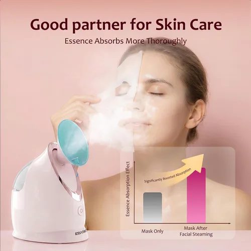 Vista 5 de EZBASICS Vaporizador facial iónico para el hogar, humidificador de niebla cálida atomizador para cara, sauna, spa, senos nasales, hidratación