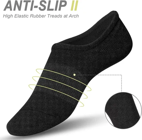 Vista 5 de IDEGG - Calcetines deportivos de algodón de corte bajo con agarre antideslizante para hombres