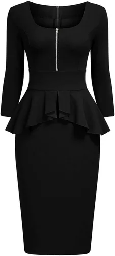 Vista 4 de Miusol - Vestido de mujer estilo retro con cuello cuadrado y volantes