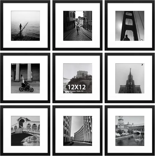 Vista 12 de Golden State Art, Smartphone, Instagram Marcos Collection, marco para fotos812 x 12 pulgadas con Photo Mat y vidrio real para fotos de 8 x 8 Negro