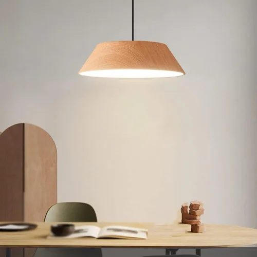 Vista 3 de Moderna lámpara colgante LED de madera retro de granja, lámpara de suspensión ajustable rústica antigua para comedor, isla de cocina, cerca