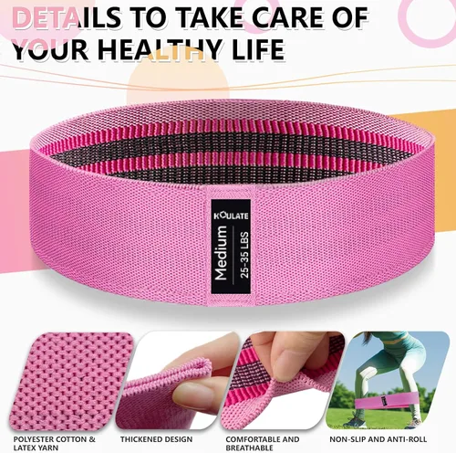 Vista 3 de Bandas de ejercicio, bandas de resistencia de tela de 3 niveles para entrenamiento, bandas de entrenamiento de resistencia para mujeres y hombres