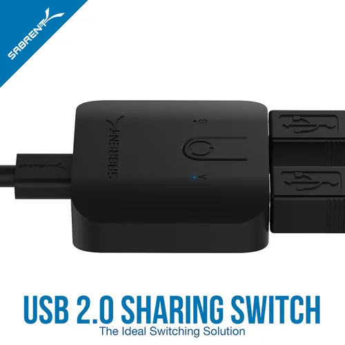 Vista 3 de SABRENT Interruptor de uso compartido USB 2.0 para múltiples computadoras y periféricos Indicadores de dispositivo LED (USB-SW20) Negro