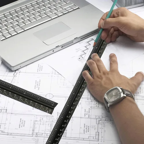 Vista 5 de Regla de escala arquitectónica de ingeniería para planos, regla metálica