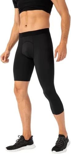 Vista 19 de Pantalones de compresión para hombre, mallas de compresión de una pierna para baloncesto, capri 3/4, leggings atléticos, capa base de secado fresco