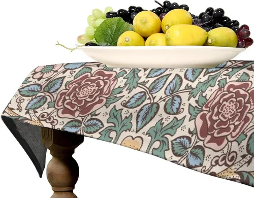Vista 346 de Mantel Floral Retro de Pájaros, Diseño Original Bohemio William Morris Estampado Cubierta de Mesa para Hogar Picnic Fiesta Comedor Cocina William