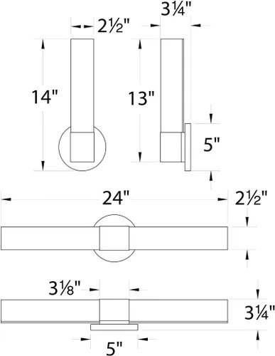 Vista 2 de WAC Lighting, Turbo - Aplique de pared LED Energy Star de 14 pulgadas (3000 K, cromado)