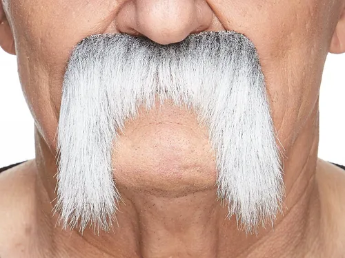 Vista 37 de Mustaches Self-Adhesive Fake Mustache, Synthetic Fur Costume Accessory Set Arqueólogo gris con blanco
