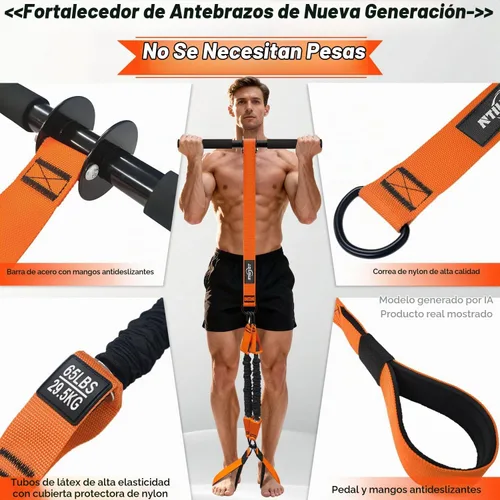 Vista 4 de 195LBS Heavy Duty Pedal Resistance Band with Handle, Sit Up Exercise Equipment for Men Foot Pedal Exerciser Band for Home Gym, Abs, Core, Arm &