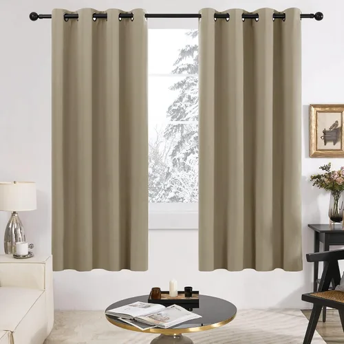 Vista 171 de Deconovo Cortinas opacas 100% con forro negro, cortinas con ojales aisladas térmicamente que reducen el ruido, doble capa para oscurecer