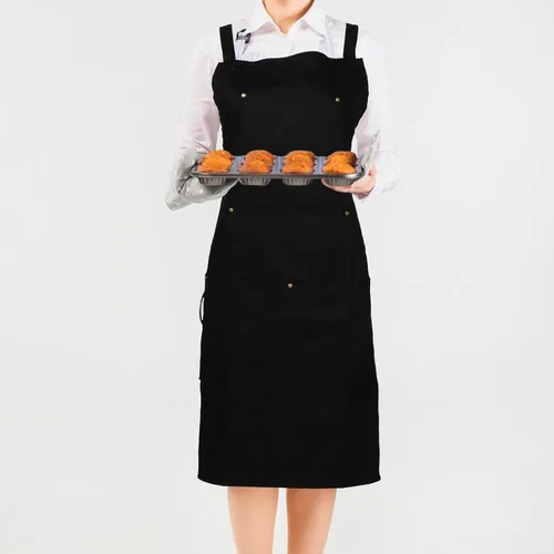 Vista 4 de iplusmile Waterproof Canvas Apron with Multiple Pockets Thickened Heavy-duty Work Apron for Men and Women for Kitchen and Hair Salon Use