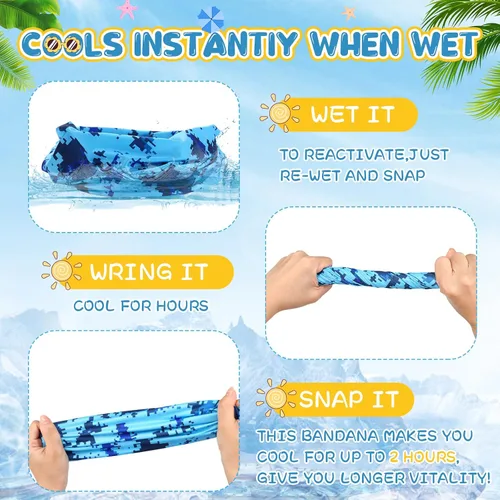 Vista 4 de 4 bandanas refrescantes para hombres y mujeres, bandanas que absorben la humedad, bufandas, protección solar que se enfría al instante cuando está
