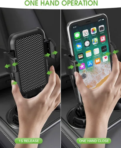 Vista 7 de Soporte para teléfono con taza mejorado 2025 para automóvil, soporte universal para taza sin sacudidas, soporte de teléfono con base expandible