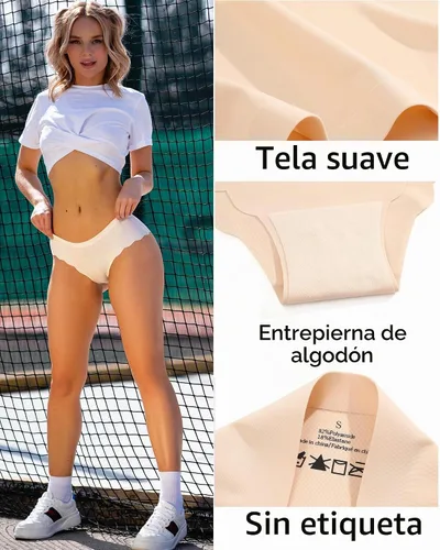 Vista 4 de FINETOO sin costuras para mujer Beige
