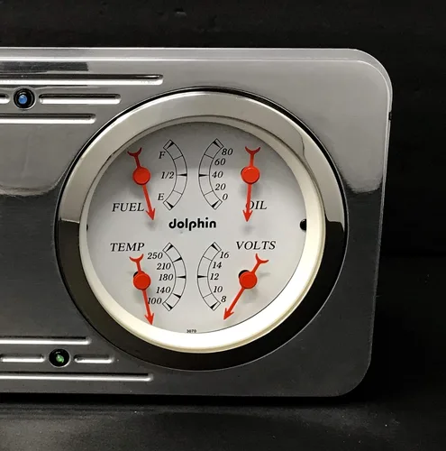 Vista 3 de 1946 Willys 2 Gauge Dash Panel Inserto 3 3/8" Quad Style Mecánico Blanco