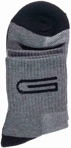 Vista 2 de Calcetines altos acolchados de media pantorrilla para mujer, paquete de 6 unidades, negro y gris carbón, senderismo y recreación al aire libre