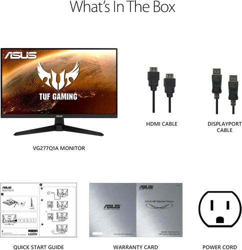 Vista 7 de ASUS TUF Gaming Monitor de juegos de 27 pulgadas 1080P (VG277Q1A) - Full HD, 165 Hz (soporta 144 Hz), 1 ms, Extreme Low Motion Blur, FreeSync