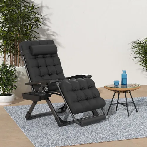 Vista 2 de Slendor Sillas de gravedad cero de gran tamaño XXL, silla reclinable Negro