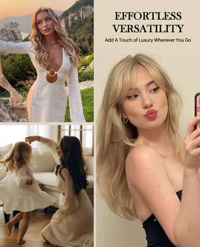 Vista 9 de VINBAO Extensiones de cabello humano con clip, balayage, color marrón ceniza a rubio caramelo, 14 pulgadas, 6 unidades, 3.53 onzas, 6