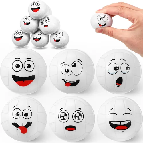 Vista 15 de Arrowbash 12 piezas de mini bolas de estrés con cara para niños y niñas, bolas de espuma para apretar con cara divertida deportiva para alivio