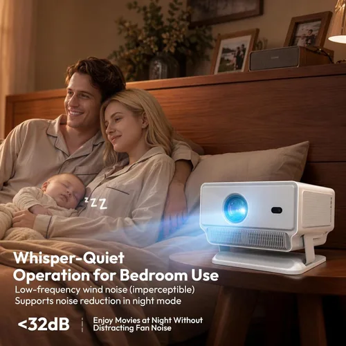 Vista 11 de XGODY N8 Smart Projector with WiFi and Bluetooth, 4K Support, Built in Apps white-Gray