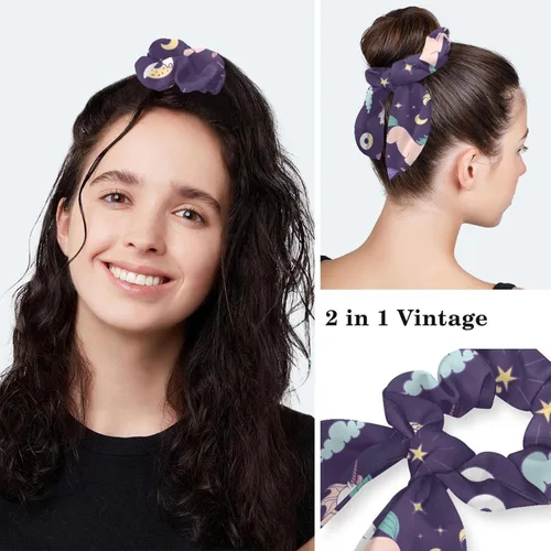 Vista 5 de Myth Unicorns Rainbow Cloud Magic Adjustable Women Scrub Cap with Buttons Bow Hair Scrunchy Sweatband