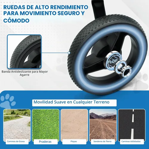 Vista 6 de Silla de ruedas para perros para patas traseras, carrito para silla de ruedas para perros, sillas de ruedas para perros y gatos con patas traseras