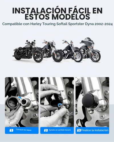 Vista 5 de Benlari - Cubiertas de tuerca de eje delanteras CNC para Harley, tapas de tuerca de eje negras compatibles con Harley Davidson Touring Sportster
