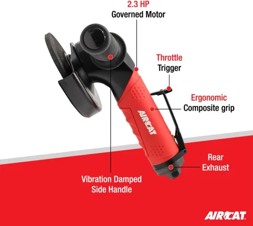 Vista 2 de AIRCAT Herramientas neumáticas 6380: Amoladora angular resistente de 2.3 HP de 5 pulgadas 12.000 RPM