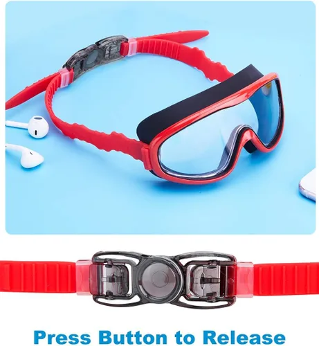 Vista 5 de KAILIMENG Gafas de natación para niños, paquete de 2 gafas de natación para edades de 3 a 15 años, antivaho y anti-rayos UV Cear de visión amplia